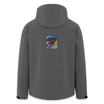 Neon Game On Design avec des éléments rétro - Veste softshell homme en polyester recyclé Stanley/Stella - charbon - Dos - AI Model Male 185 light (185cm)