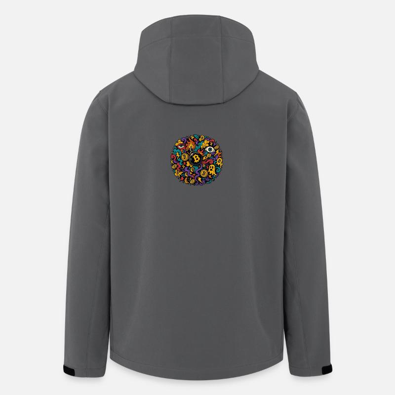 Vulkanischer Bitcoin Chaos Design - Recycelte Männer Softshell-Jacke von Stanley/Stella - Anthrazit