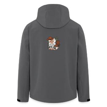 Ride the Skyline Western City Motif - Men’s Recycled Softshell Jacket by Stanley/Stella - anthracite - Back - AI Model Male 185 light (185cm)