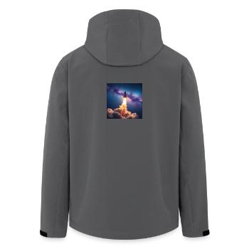 Saut de fusée à travers la galaxie nébuleuse - Veste softshell homme en polyester recyclé Stanley/Stella - charbon - Dos - AI Model Male 185 light (185cm)