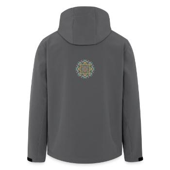 Motif de cercle de mandala en or bleu - Veste softshell homme en polyester recyclé Stanley/Stella - charbon - Dos - AI Model Male 185 light (185cm)
