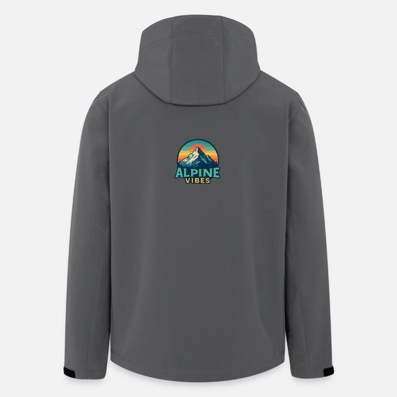 Alpine Vibes Bergmotiv Retro Sunset - Recycelte Männer Softshell-Jacke von Stanley/Stella - Anthrazit