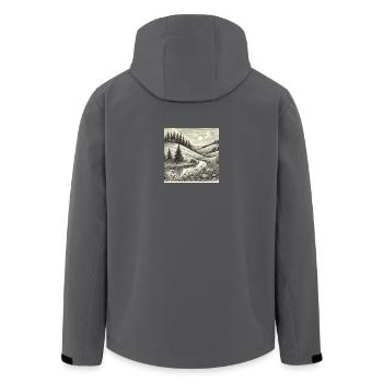 River Forest Landscape Engraving - Men’s Recycled Softshell Jacket by Stanley/Stella - anthracite - Back - AI Model Male 185 light (185cm)