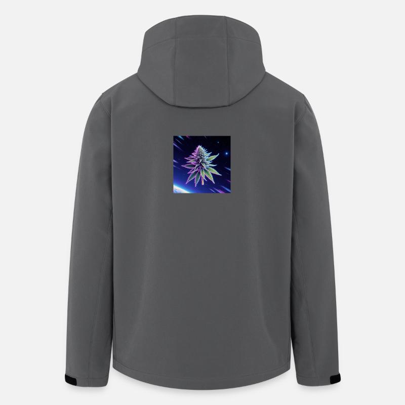 Feuille de cannabis néon spatiale - Veste softshell homme en polyester recyclé Stanley/Stella - charbon