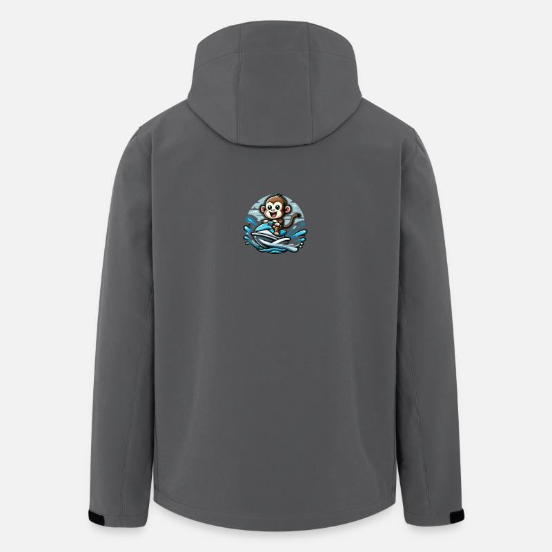 Affe auf Jetski Abenteuer - Recycelte Männer Softshell-Jacke von Stanley/Stella - Anthrazit