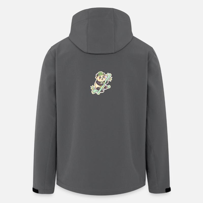 Panda sur le chemin de bambou - Veste softshell homme en polyester recyclé Stanley/Stella - charbon