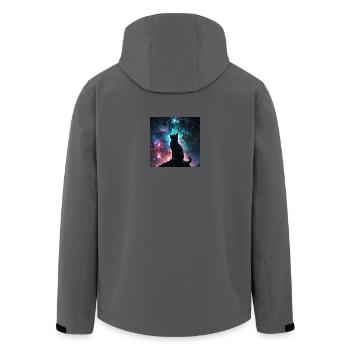 kosmische Katze - Recycelte Männer Softshell-Jacke von Stanley/Stella - Anthrazit - Hinten - AI Model Male 185 light (185cm)