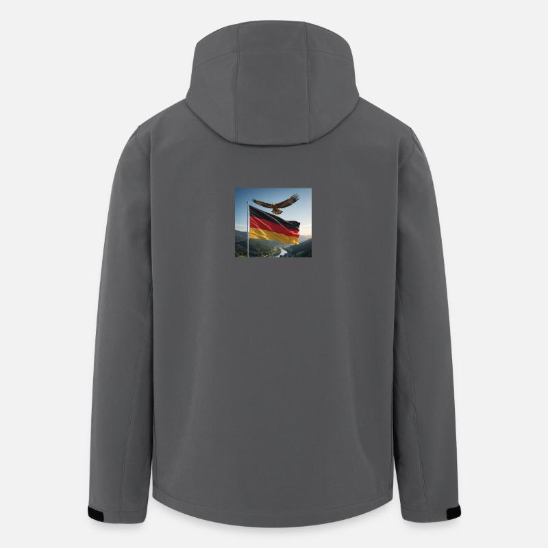 Aigle au-dessus du drapeau allemand - Veste softshell homme en polyester recyclé Stanley/Stella - charbon