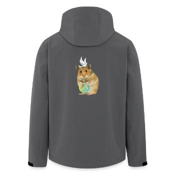 Hamster Menno Frieden Peace Friedenstaube - Recycelte Männer Softshell-Jacke von Stanley/Stella - Anthrazit - Hinten - AI Model Male 185 light (185cm)