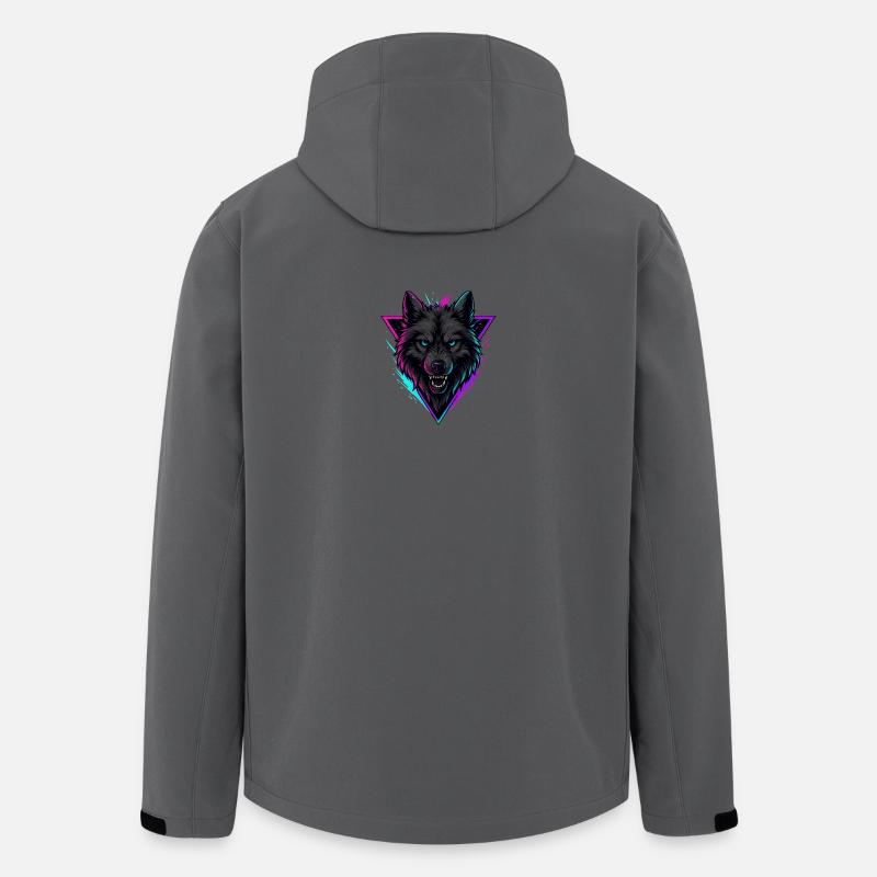 Neon Wolf in Violet Pink Triangle - Men’s Recycled Softshell Jacket by Stanley/Stella - anthracite