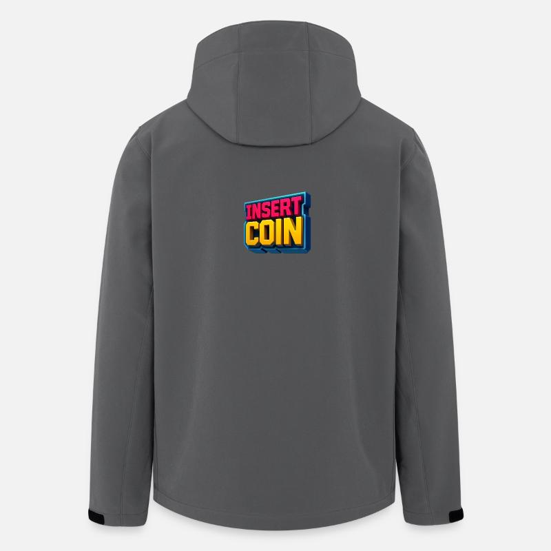 Conception de jeu rétro néon - Veste softshell homme en polyester recyclé Stanley/Stella - charbon