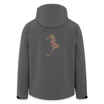 Regenbogenfarbenes Seepferd - Recycelte Männer Softshell-Jacke von Stanley/Stella - Anthrazit - Hinten - AI Model Male 185 light (185cm)