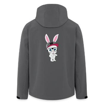 Cooler Hase Kaninchen mit Cap und Brille - Recycelte Männer Softshell-Jacke von Stanley/Stella - Anthrazit - Hinten - AI Model Male 185 light (185cm)