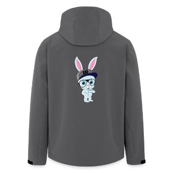 Cooler Hase Kaninchen mit Cap und Brille - Recycelte Männer Softshell-Jacke von Stanley/Stella - Anthrazit - Hinten - AI Model Male 185 light (185cm)