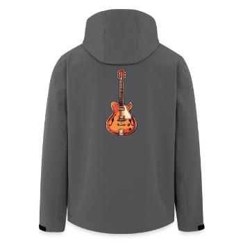 Vintage Electric Guitar Illustration - Men’s Recycled Softshell Jacket by Stanley/Stella - anthracite - Back - AI Model Male 185 light (185cm)