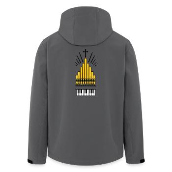 Logo Orgue d’église et croix de couleur cuivre tuyaux d’orgue - Veste softshell homme en polyester recyclé Stanley/Stella - charbon - Dos - AI Model Male 185 light (185cm)
