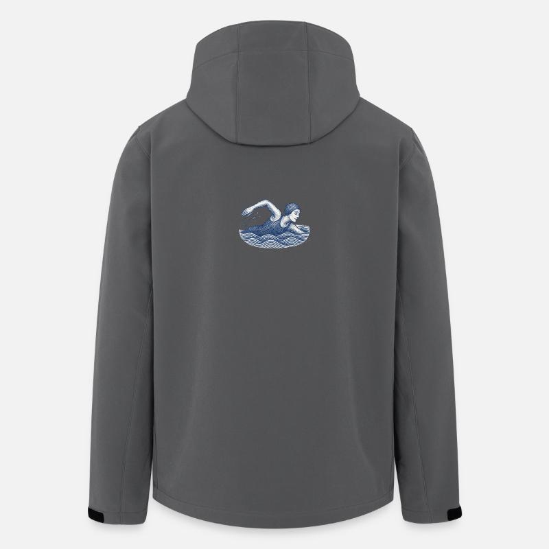 Vintage Schwimmer Illustration - Recycelte Männer Softshell-Jacke von Stanley/Stella - Anthrazit