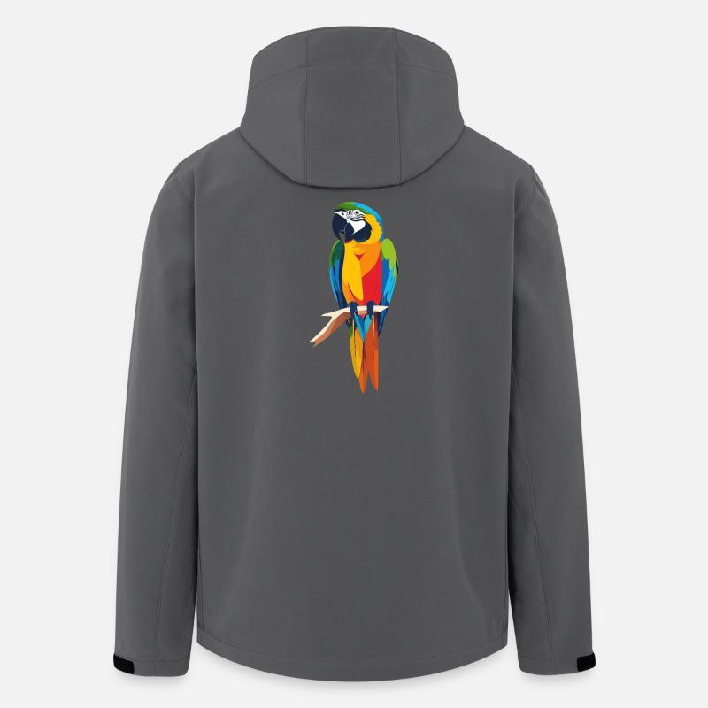 Bunter Ara Papagei auf Ast Farbexplosion Motiv - Recycelte Männer Softshell-Jacke von Stanley/Stella - Anthrazit