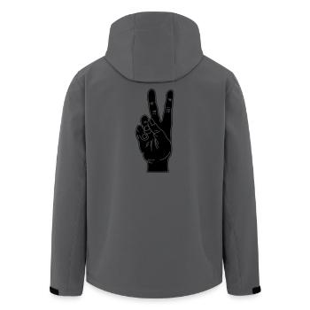 Schwarze Handgeste Frieden - Recycelte Männer Softshell-Jacke von Stanley/Stella - Anthrazit - Hinten - AI Model Male 185 light (185cm)