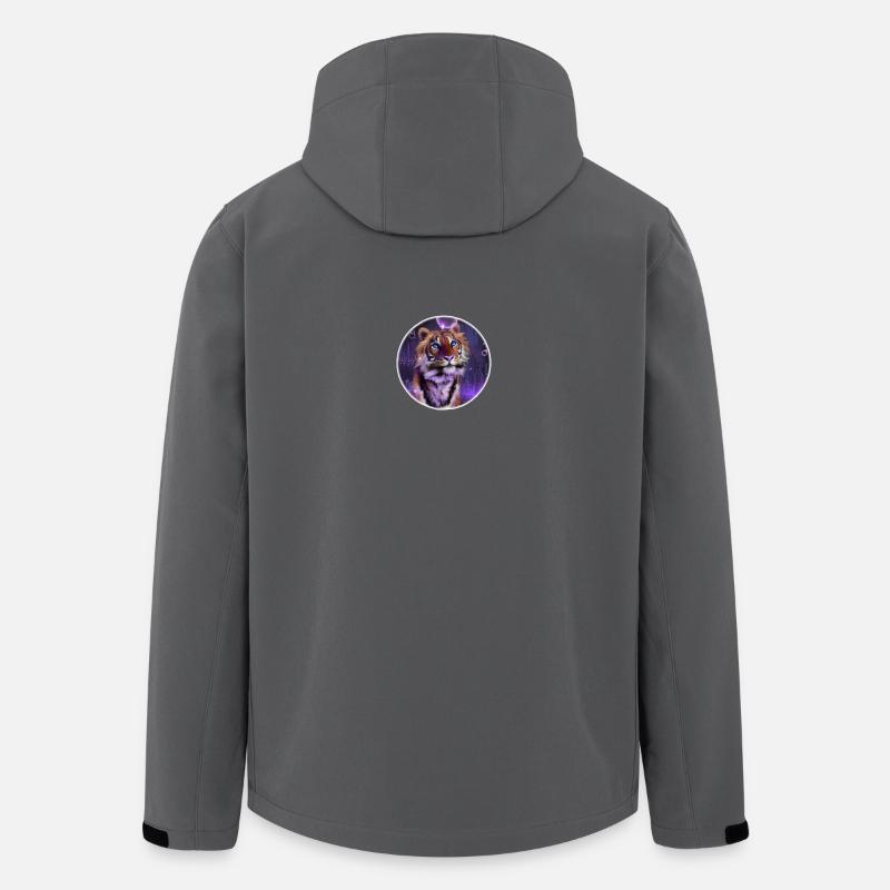 Kosmischer Tiger im Neonlicht - Recycelte Männer Softshell-Jacke von Stanley/Stella - Anthrazit