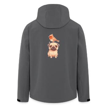 Mops mit Vogel - Recycelte Männer Softshell-Jacke von Stanley/Stella - Anthrazit - Hinten - AI Model Male 185 light (185cm)