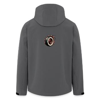 Rockabilly Hot Rod wheel on fire - Recycelte Männer Softshell-Jacke von Stanley/Stella - Anthrazit - Hinten - AI Model Male 185 light (185cm)