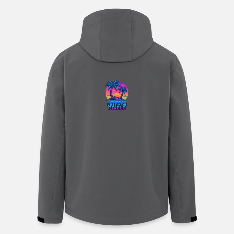 Verpixeltes tropisches Sonnenuntergangsdesign - Recycelte Männer Softshell-Jacke von Stanley/Stella - Anthrazit