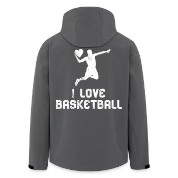 I Love Basketball – Herz für den Court - Recycelte Männer Softshell-Jacke von Stanley/Stella - Anthrazit - Hinten - AI Model Male 185 light (185cm)