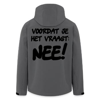 Avant de demander: NON! Chemise humoristique * - Veste softshell homme en polyester recyclé Stanley/Stella - charbon - Dos - AI Model Male 185 light (185cm)