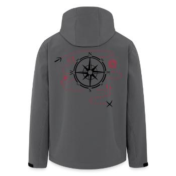 Large Compass with hiking map - Men’s Recycled Softshell Jacket by Stanley/Stella - anthracite - Back - AI Model Male 185 light (185cm)