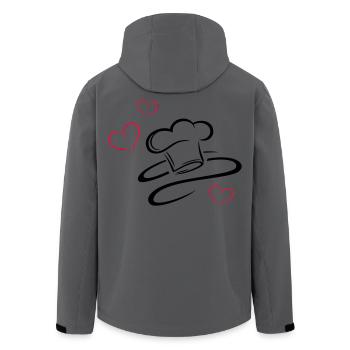 Cook, logo, chef hat with three hearts. - Men’s Recycled Softshell Jacket by Stanley/Stella - anthracite - Back - AI Model Male 185 light (185cm)