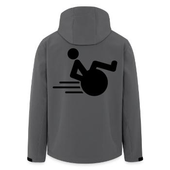 Wheelchair user doing a wheelie Fast roller # - Men’s Recycled Softshell Jacket by Stanley/Stella - anthracite - Back - AI Model Male 185 light (185cm)