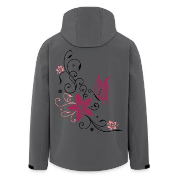 Flowers with filigree floral ornament. Feminine. - Men’s Recycled Softshell Jacket by Stanley/Stella - anthracite - Back - AI Model Male 185 light (185cm)