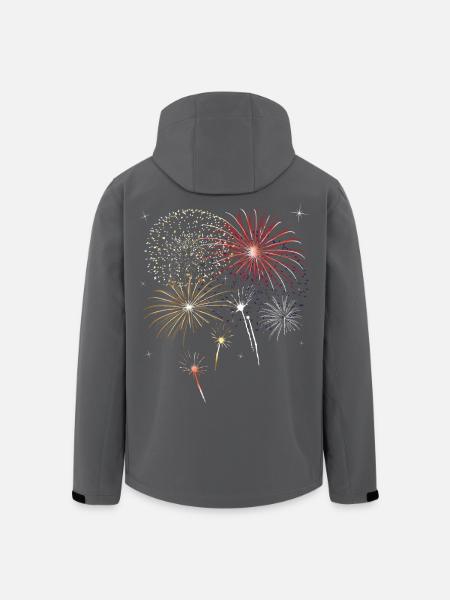 Silvester. Buntes Feuerwerk mit Sternen. - Recycelte Männer Softshell-Jacke von Stanley/Stella - Anthrazit
