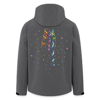 Confetti and streamers colorful party design - Men’s Recycled Softshell Jacket by Stanley/Stella - anthracite - Back - AI Model Male 185 light (185cm)