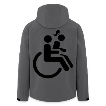 Wheelchair user with lady on lap # - Men’s Recycled Softshell Jacket by Stanley/Stella - anthracite - Back - AI Model Male 185 light (185cm)
