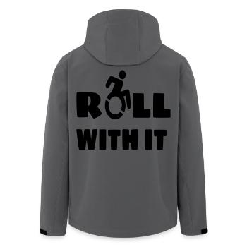 I roll with my wheelchair, roller, disabled # - Men’s Recycled Softshell Jacket by Stanley/Stella - anthracite - Back - AI Model Male 185 light (185cm)