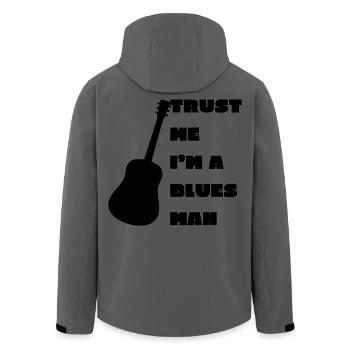 Bluesmann, Musiker, Instrument, Gitarre # - Recycelte Männer Softshell-Jacke von Stanley/Stella - Anthrazit - Hinten - AI Model Male 185 light (185cm)