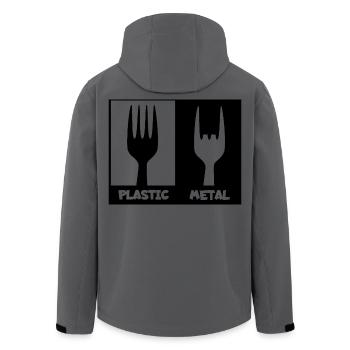 Kunststoff versus Schwermetall. Metal, Hard Rock # - Recycelte Männer Softshell-Jacke von Stanley/Stella - Anthrazit - Hinten - AI Model Male 185 light (185cm)