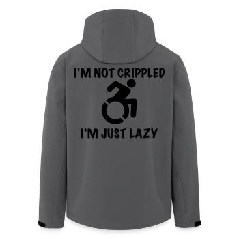 Not disabled just lazy, wheelchair humor # - Men’s Recycled Softshell Jacket by Stanley/Stella - anthracite - Back - AI Model Male 185 light (185cm)