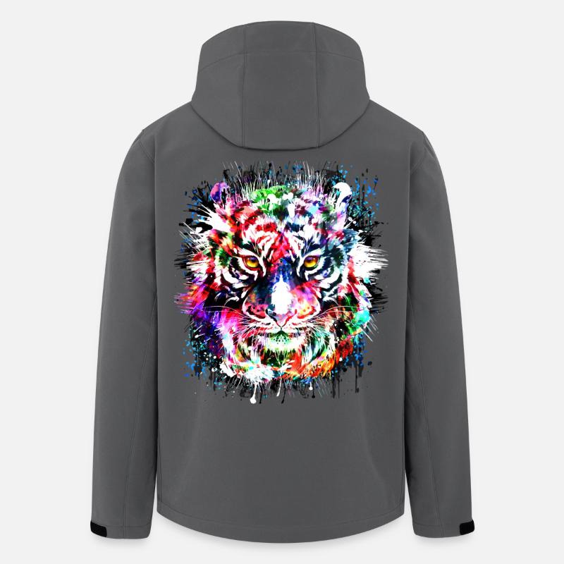 Tiger - Bunter Tigerkopf - Tigerkatze - Recycelte Männer Softshell-Jacke von Stanley/Stella - Anthrazit