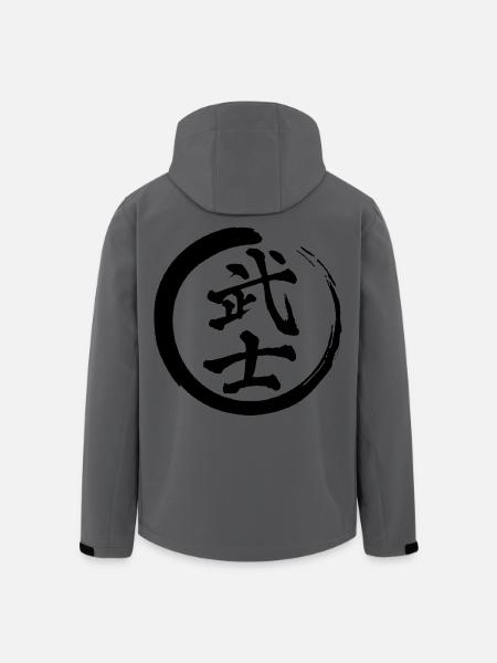 Kanji japonais noir pour le mot guerrier - Veste softshell homme en polyester recyclé Stanley/Stella - charbon