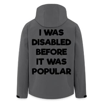 I was disabled even before it became popular # - Men’s Recycled Softshell Jacket by Stanley/Stella - anthracite - Back - AI Model Male 185 light (185cm)