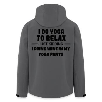 Yoga to relax and drink wine # - Men’s Recycled Softshell Jacket by Stanley/Stella - anthracite - Back - AI Model Male 185 light (185cm)