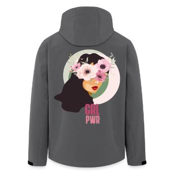 girl power blumen stark face rosa Feminismus süß  - Recycelte Männer Softshell-Jacke von Stanley/Stella - Anthrazit - Hinten - AI Model Male 185 light (185cm)