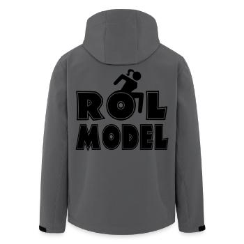 Jeder Rollstuhlfahrer ist ein Vorbild. Ehefrau* - Recycelte Männer Softshell-Jacke von Stanley/Stella - Anthrazit - Hinten - AI Model Male 185 light (185cm)