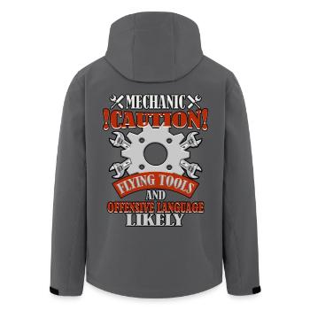 Funny Saying Mechanic Craftsman - Men’s Recycled Softshell Jacket by Stanley/Stella - anthracite - Back - AI Model Male 185 light (185cm)
