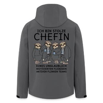 Stolze Chefin unglaublich fleißiges Team Faultiere - Recycelte Männer Softshell-Jacke von Stanley/Stella - Anthrazit - Hinten - AI Model Male 185 light (185cm)