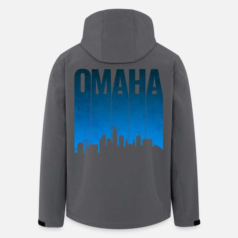 Omaha Skyline Blau Gradient - Recycelte Männer Softshell-Jacke Discoverer von Stanley/Stella - Anthrazit