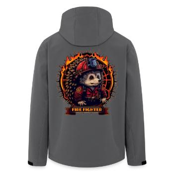 Firefighter / Firefighter / Hedgehog - Men’s Recycled Softshell Jacket by Stanley/Stella - anthracite - Back - AI Model Male 185 light (185cm)